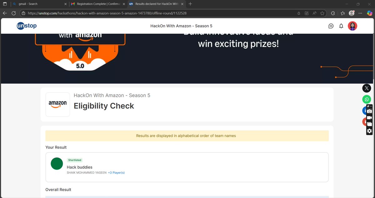YaseenTech4's tweet photo. I Just saw that I'm shortlisted into #Amazonhackathon https://t.co/SxxgjWnnSl