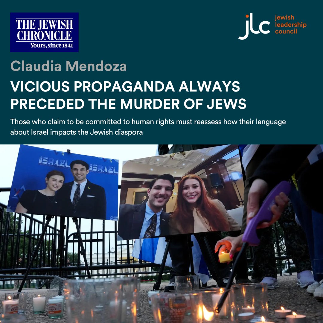 Jewish Leadership Council (@jlc_uk) on Twitter photo Read our CEO, <a href="/Claud_Mendoza/">Claudia Mendoza 🎗️</a>'s thoughts in <a href="/JewishChron/">The Jewish Chronicle</a>
on the shocking and appalling murders of Yaron Lischinsky and Sarah Milgrim.
thejc.com/opinion/viciou… Read our CEO, <a href="/Claud_Mendoza/">Claudia Mendoza 🎗️</a>'s thoughts in <a href="/JewishChron/">The Jewish Chronicle</a>
on the shocking and appalling murders of Yaron Lischinsky and Sarah Milgrim.
thejc.com/opinion/viciou…