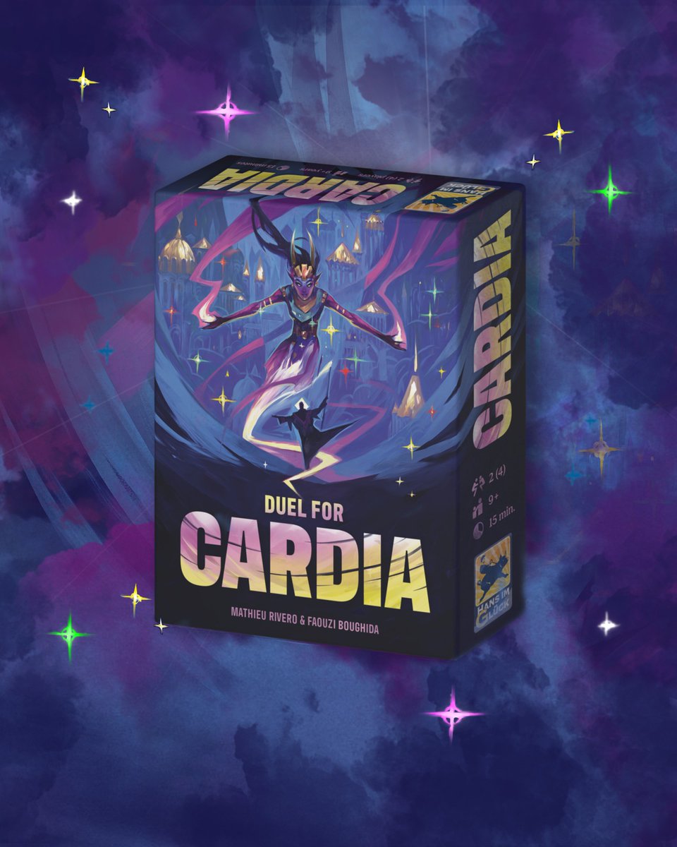 ¡Cardia se acerca!✨

¿Estás preparado?

🧝‍♀️¿Quién conseguirá hacerse con el dominio de la ciudad?

¡Juega tus cartas en el momento exacto y sorprende a tu rival!⚡

Lanzamiento previsto para Agosto de 2025.🗓️

Un juego para 2 jugadores de Mathieu Rivero y Faouzi Boughida.🔮