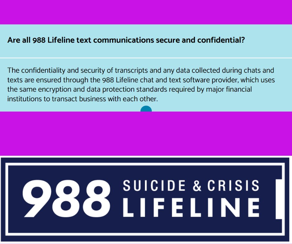 988 calls are secure and private.  

Pause and ask for help if needed.  

#continueyour story
#callortext988
#askforhelp
