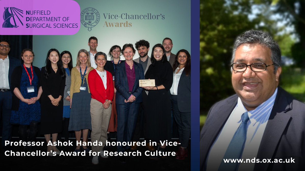 Professor Ashok Handa has been recognised as a key contributor to the Medical Humanities Research Hub (MedHum) team, which has been awarded the 2025 University of Oxford Vice-Chancellor’s Award for Research Culture 👏

Read more ➡️
nds.ox.ac.uk/news/professor…