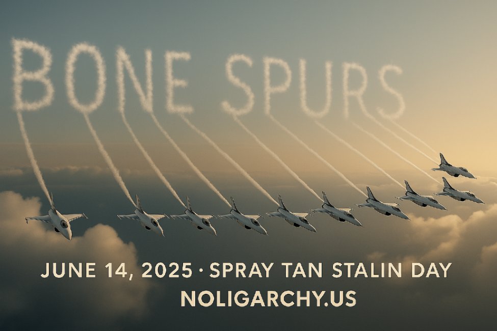 noligarchy_US's tweet photo. Military Parade June 14 2025: DC braces for bedazzled tanks in platform boots & sequin helmets. Will bone spurs sideline Spray-Tan Stalin? Will he clasp hands with Vance and Hegseth in glitter gloves? The anticipation is like waiting for Trump not to chicken out!
#BawkBawk https://t.co/NcMopFSaQJ