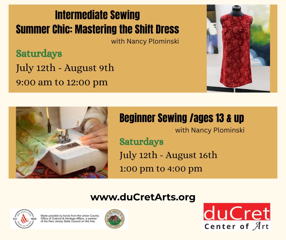 duCretArtSchool's tweet photo. #art #artcenter #duCret #arteducation #artscene #summerclasses #sewing #dress #creative #hobby #fun #summer #thingstodo #plainfieldnj https://t.co/MTREAARrp8