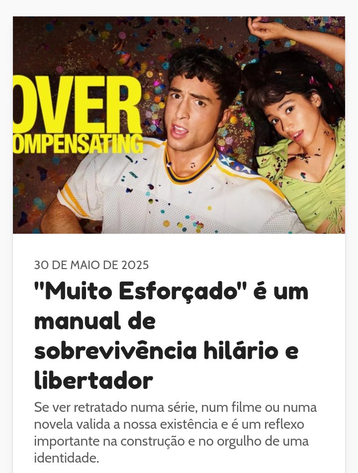 Escrevi sobre #Overcompensating (#MuitoEsforçado), série do Prime Vídeo que é o assunto do momento. Pra quem é gay e já precisou se esconder no armário pra sobreviver, a série tem um gosto conhecido 🏳️‍🌈🎬

felipeferreira.info/blog/publicaca…