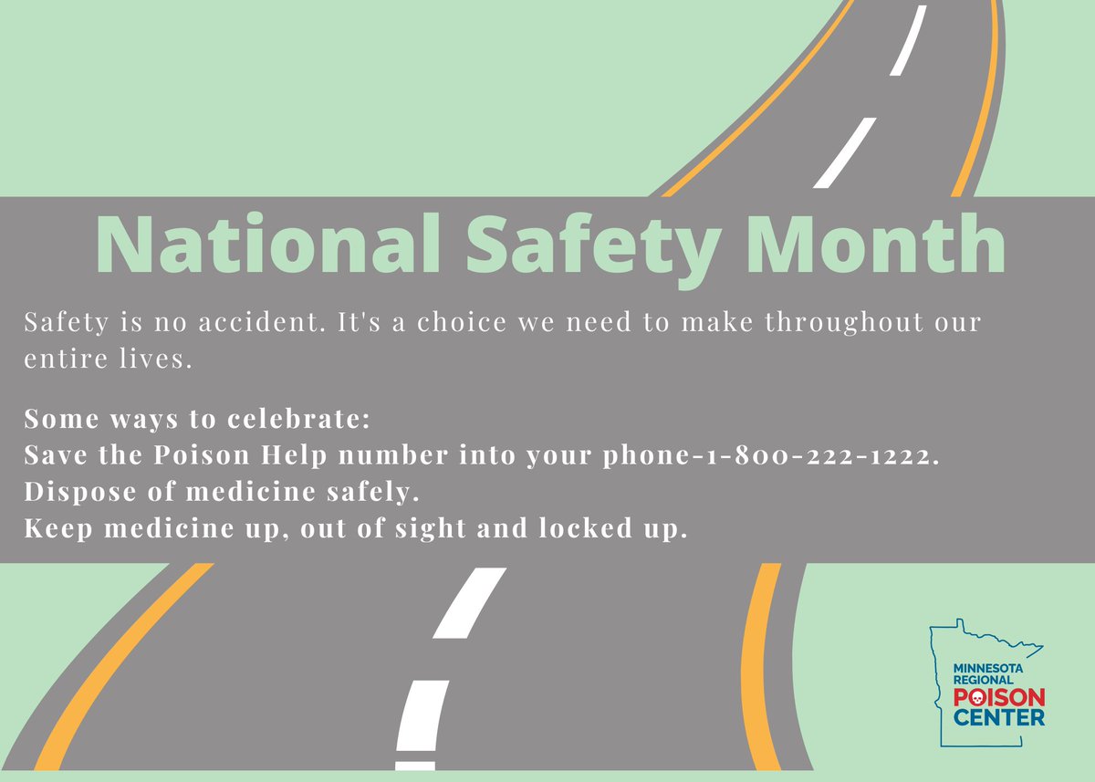 Ways to celebrate #NationalSafetyMonth:
✅Save the #poisonhelp 1-800-222-1222 into your phone.
✅Dispose of medicine safely.
✅Keep medicine up, out of sight and locked up. #PreventPoison