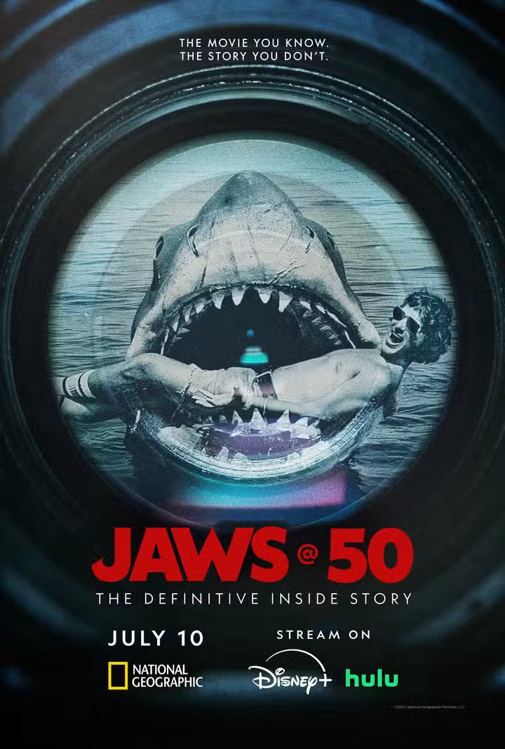 A ‘JAWS’ 50th anniversary documentary releases on July 11 on Disney+ &amp; Hulu.

The documentary includes exclusive new info about the film from Steven Spielberg &amp; the original cast + interviews with Jordan Peele, Guillermo Del Toro &amp; George Lucas.

(Source: screenrant.com/jaws-at-50-tra…)