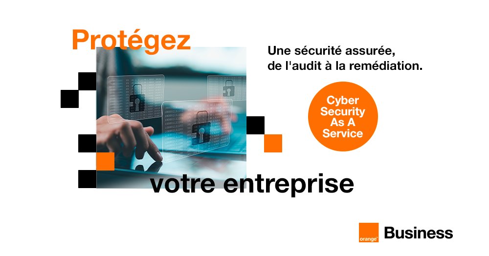 Orange Tunisie (@orangetn) on Twitter photo Avec la nouvelle offre « Cybersécurité as a service », profitez d’une solution complète pour protéger votre entreprise contre les cybermenaces.
Plus d’infos : Orangebusiness-tunisie@orange.com Avec la nouvelle offre « Cybersécurité as a service », profitez d’une solution complète pour protéger votre entreprise contre les cybermenaces.
Plus d’infos : Orangebusiness-tunisie@orange.com