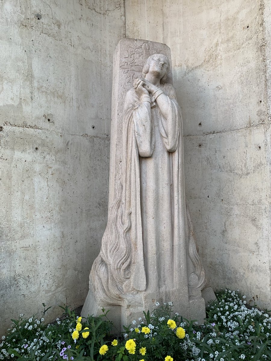 Today is the feast of St. Joan of Arc. On this day in 1431, she was burnt at the stake in Rouen. This statue of her is at that spot. We ask that her prayers strengthen us to listen to the voice of God and to have the courage to do His will.