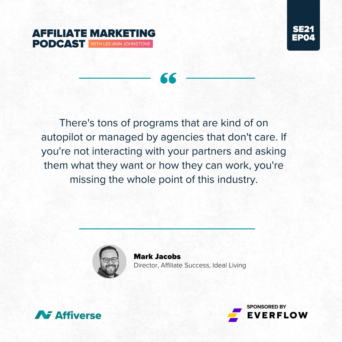 “If you're not interacting with your partners, you're missing the whole point of this industry.” 
- Mark Jacobs, Ideal Living

🎧 Listen now and get inspired to rethink your affiliate strategy!
affiversemedia.com/why-relationsh…

#AffiliateMarketing