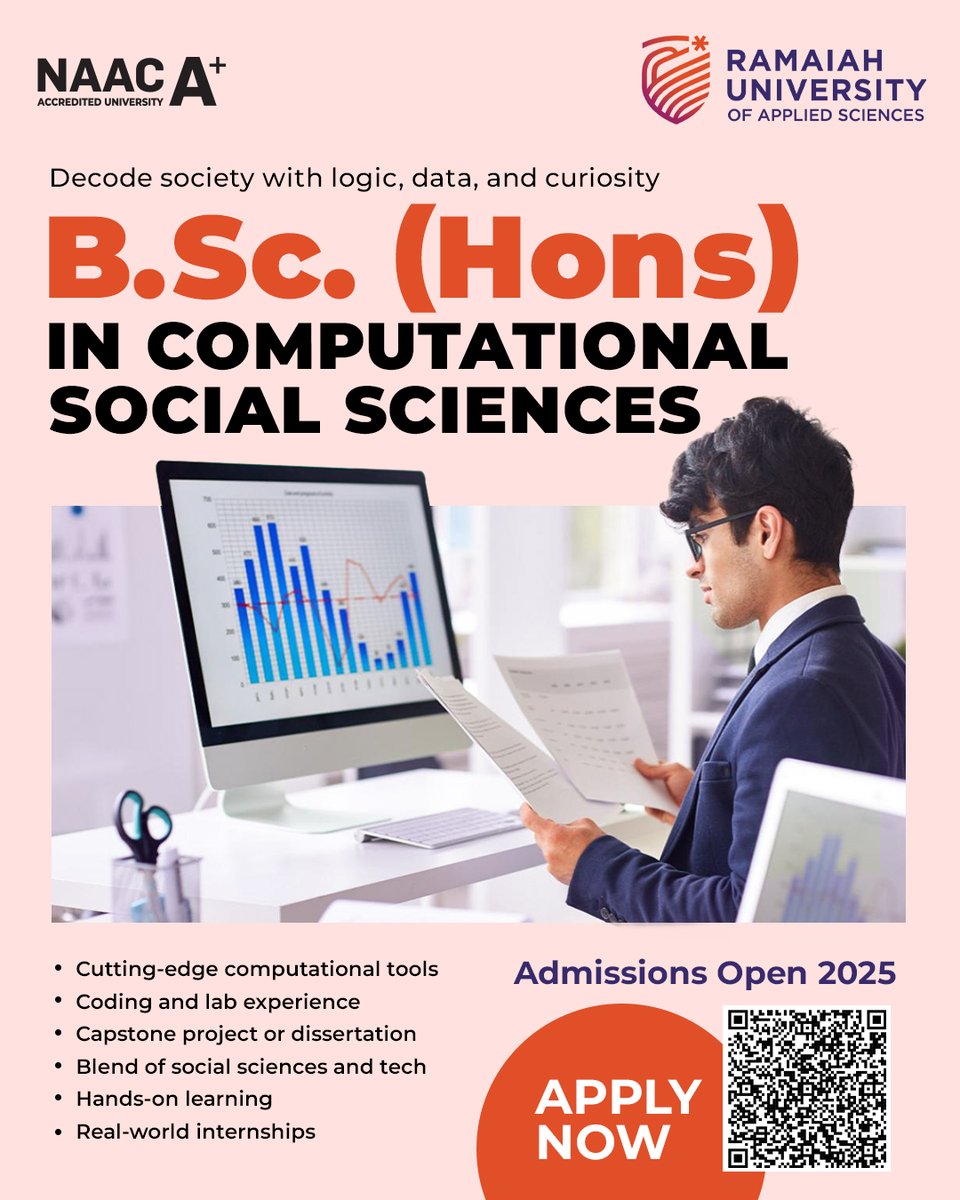 Decode the world with data! Join the BSc (Hons) in Computational Social Sciences at #RUAS, where technology meets society and logic leads the way. Apply by May 31, 2025. Admissions open for 2025!