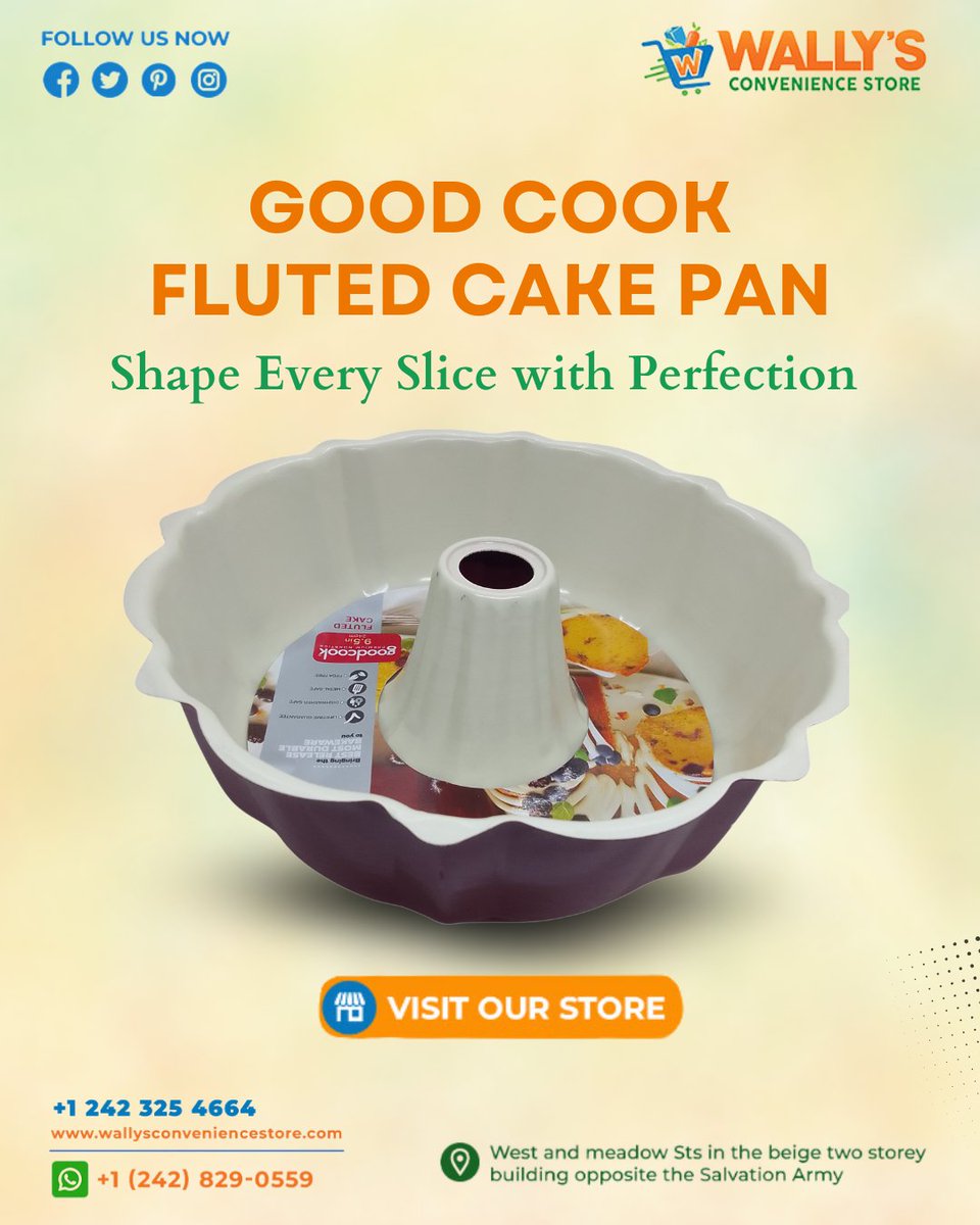 Wallysstore's tweet image. Bake like a pro with the Good Cook Fluted Cake Pan!
Create beautiful, evenly-baked cakes with ease—perfect for every occasion. A must-have for every kitchen!

Visit our store!
You can order online at wallysconveniencestore.com/product/good-c…

#bakewithlove #homebaking #cakepan #bakingtools