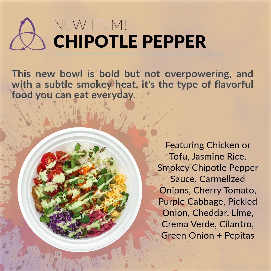 liminalfc's tweet photo. NEW BOWL ALERT!

Just in time for summer, our new Chipotle Pepper is Chef Andy's latest and greatest. Smokey and savory with just a hint of heat, this bowl is a true sum of it's parts. Come in to try today with our NEW Avocado Mash - happy Friday! https://t.co/7YED0X2jvK