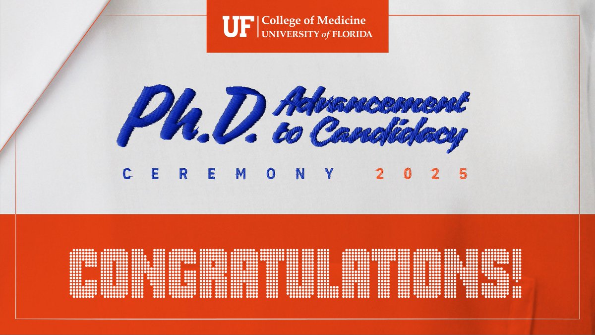 Get ready to celebrate our Gator Ph.D. students tonight at the 2025 advancement to candidacy ceremony! The event kicks off at 5 p.m. in person at the HPNP auditorium and via livestream at go.ufl.edu/9v6n2qa. Please join us in congratulating our newest doctoral candidates!