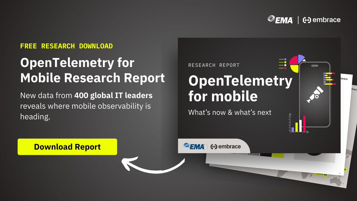 📣 NEW REPORT: #OpenTelemetry for Mobile — What’s now and what’s next

We partnered with EMA and APMDigest to survey 400+ IT pros on how OpenTelemetry is shaping the future of mobile observability.

📍 Download the report: ow.ly/KOZv50W1Pc2
