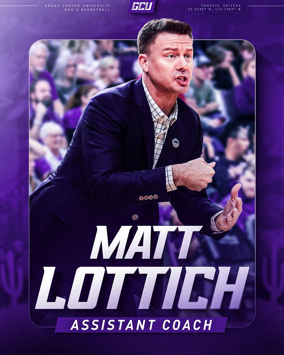 Grand Canyon Men’s Basketball (@gcu_mbb) on Twitter photo The newest addition the Lopes bench: <a href="/CoachLottich/">Matt Lottich</a>. 🤘
📰 » gculopes.com/news/2025/5/30… The newest addition the Lopes bench: <a href="/CoachLottich/">Matt Lottich</a>. 🤘
📰 » gculopes.com/news/2025/5/30…