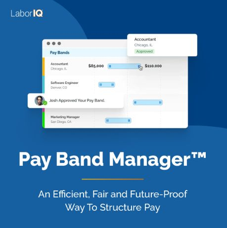 Wave goodby to spreadsheets and outdated salary survey data! 
LaborIQ's Pay Band Manager is transforming how HR and compensation teams build, manage, and maintain pay structures. Learn more at bit.ly/3Hzjda4  #LaborIQ #Compensation