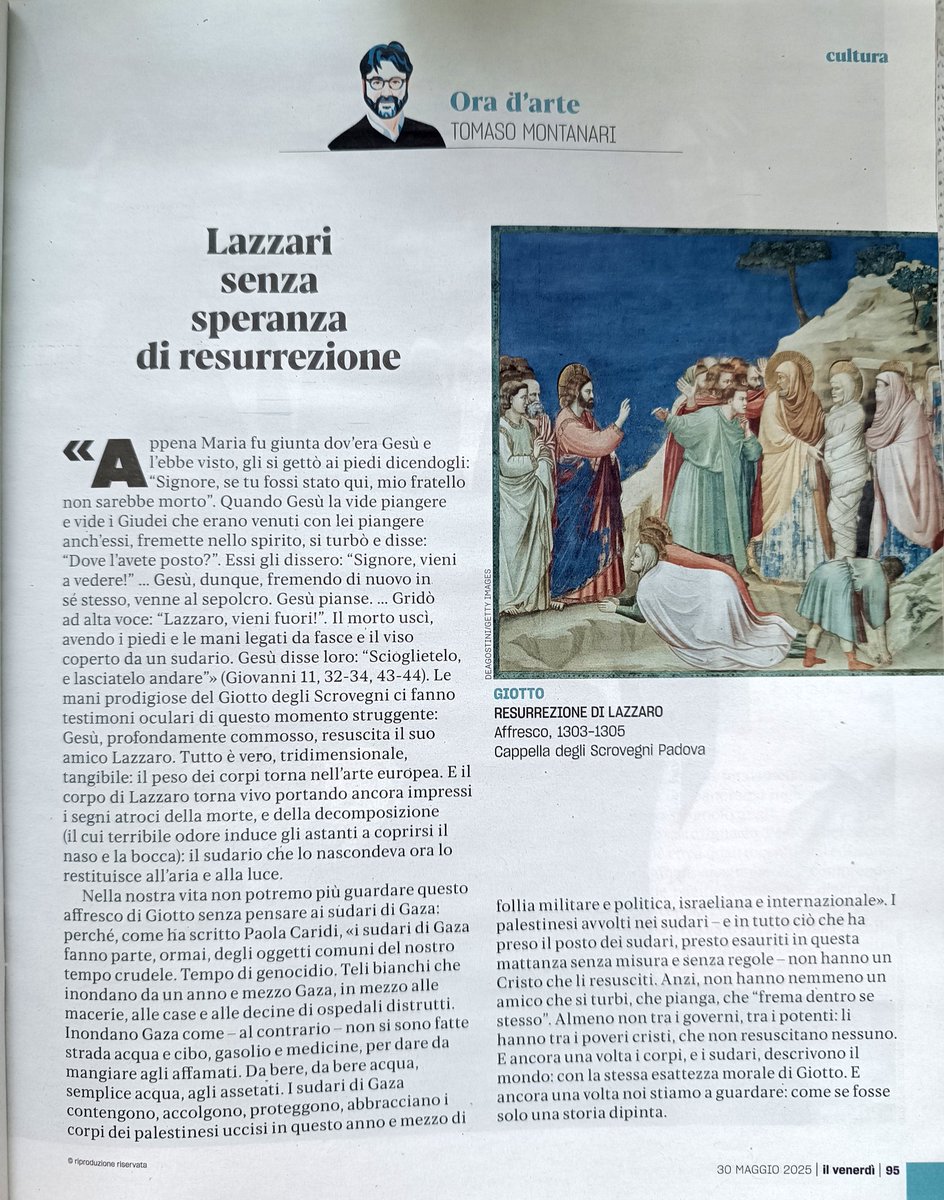 Elisa Canetri (@canetrielisa) on Twitter photo "E ancora una volta i corpi, e i #sudari, descrivono il mondo: con la stessa esattezza morale di #Giotto. E ancora una volta noi stiamo a guardare: come se fosse solo una storia dipinta" ???
<a href="/tomasomontanari/">Tomaso Montanari</a> #oradarte
#Resurrezione di Lazzaro
#Sudari #Gaza 🕯️🔦💡🏮 "E ancora una volta i corpi, e i #sudari, descrivono il mondo: con la stessa esattezza morale di #Giotto. E ancora una volta noi stiamo a guardare: come se fosse solo una storia dipinta" ???
<a href="/tomasomontanari/">Tomaso Montanari</a> #oradarte
#Resurrezione di Lazzaro
#Sudari #Gaza 🕯️🔦💡🏮