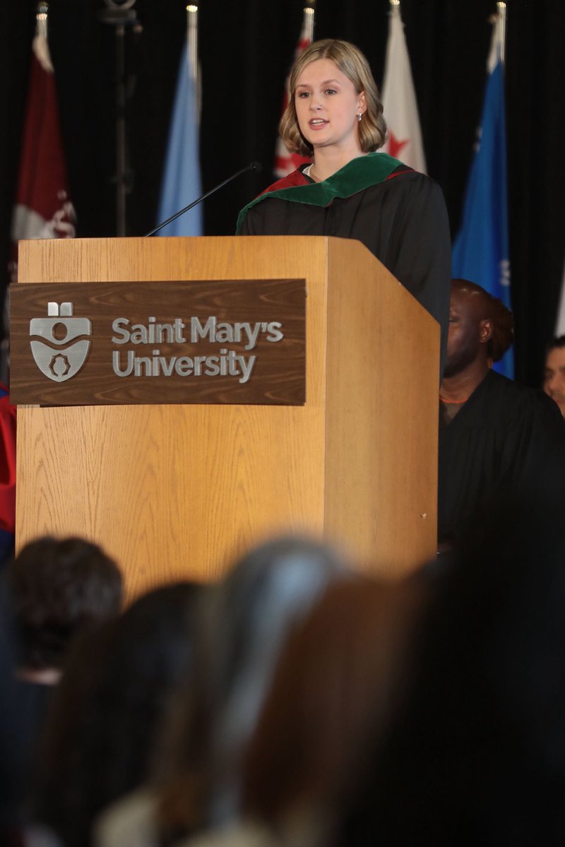 Saint Mary’s University (@smuhalifax) on Twitter photo An unforgettable send-off by <a href="/SMArts_SMU/">SMU Faculty of Arts</a> Valedictorian, Madeline Grace Dalzell. 🌟
Madeline delivered a heartfelt message full of gratitude, courage and hope for what’s ahead. The perfect close to an incredible journey. 🎓 #WorldWithoutLimits #SMUGrads2025 An unforgettable send-off by <a href="/SMArts_SMU/">SMU Faculty of Arts</a> Valedictorian, Madeline Grace Dalzell. 🌟
Madeline delivered a heartfelt message full of gratitude, courage and hope for what’s ahead. The perfect close to an incredible journey. 🎓 #WorldWithoutLimits #SMUGrads2025