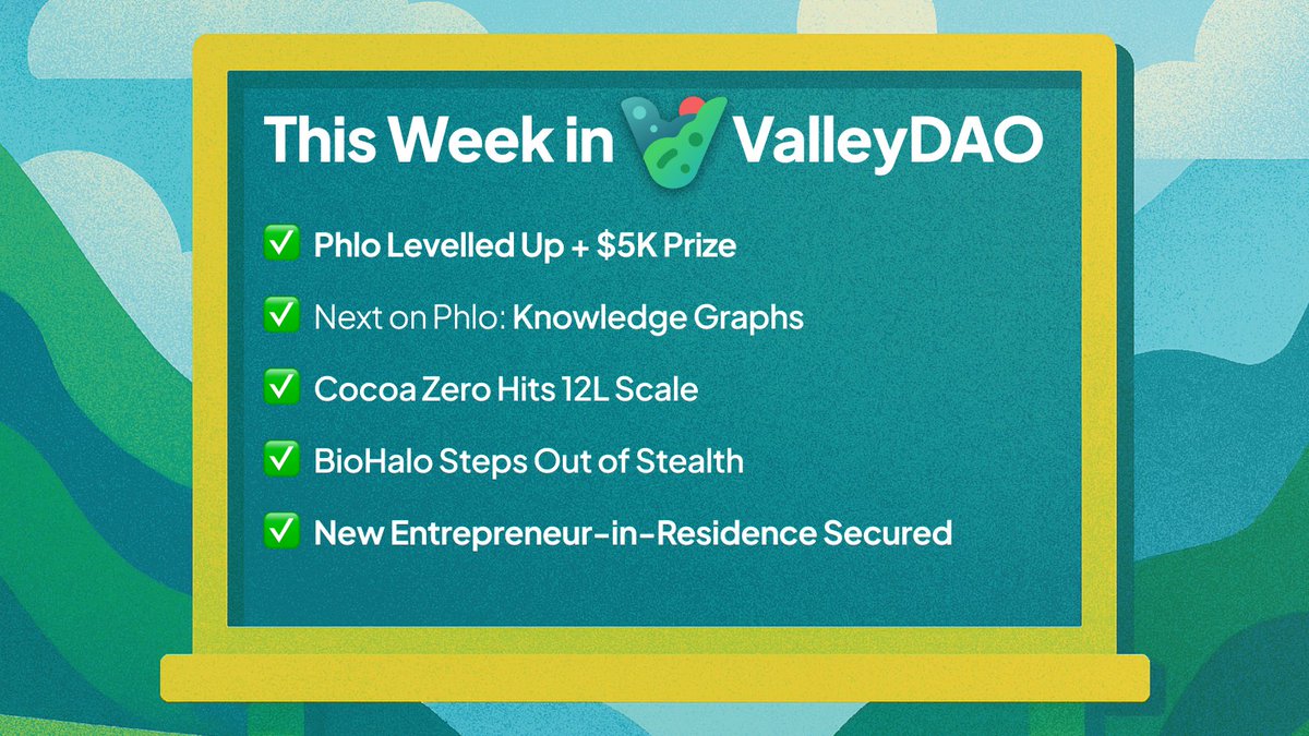Here’s what we’ve been up to at ValleyDAO this week:

🧠 Phlo just levelled up
We wrapped the first version of our Business Development Assistant on Phlo! It now helps researchers:
-Conduct market research
-Build ideal customer personas
-Generate a CRM of real customers
-Run