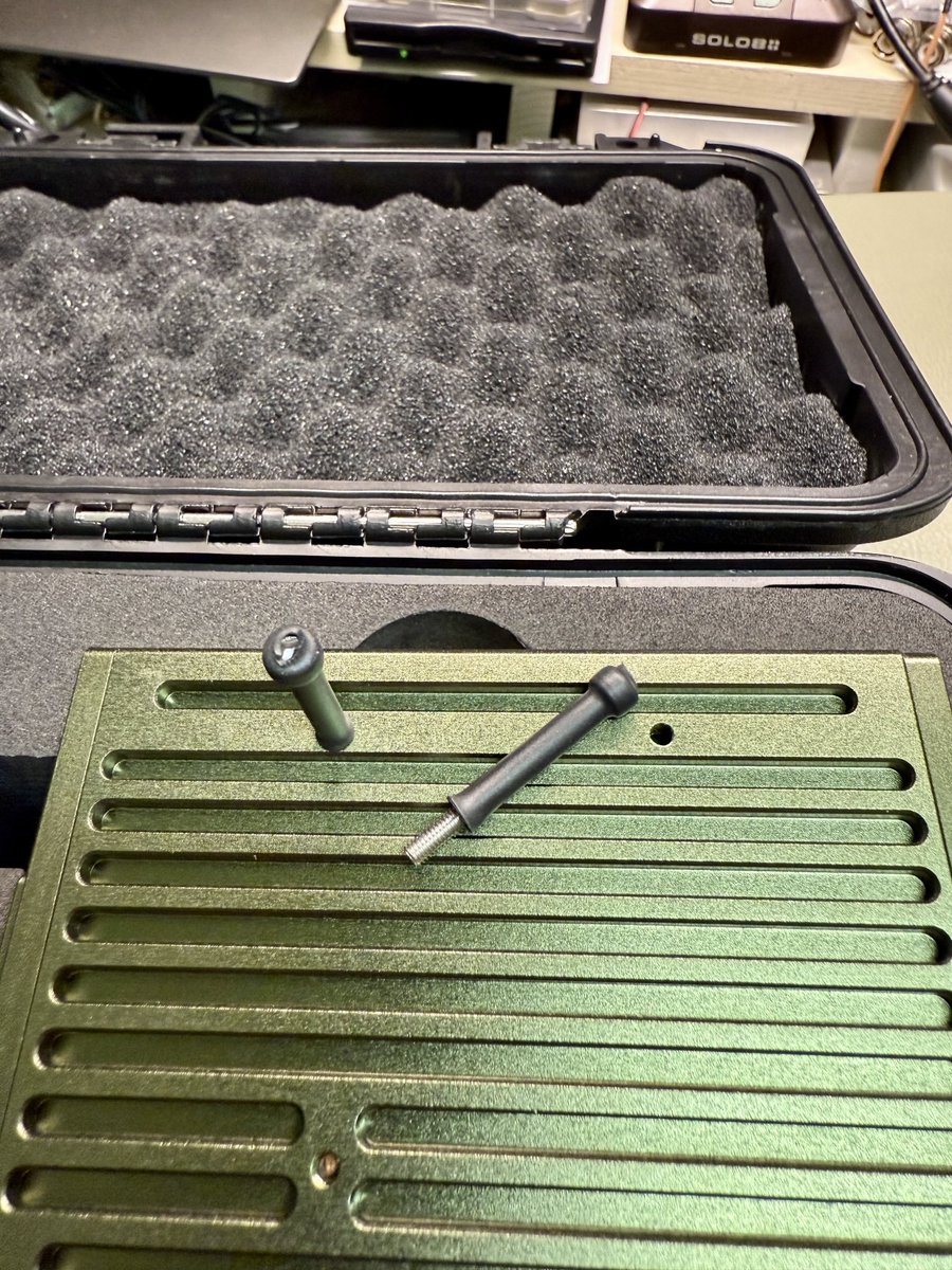 Needed to tilt my fx-4cr but didn’t want the baggage of a stand. Two of the holes on the backside fit a couple of junk box bolts…added some heat shrink. Added when operating.