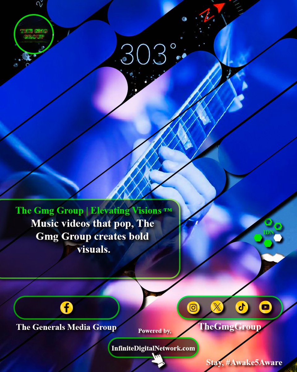 TheGmgGroup's tweet photo. Music videos that pop, The Gmg Group creates bold visuals. The Gmg Group | Elevating Visions ☆ Bold Visuals & Audio Art | Stay, #Awake5Aware Powered By https://t.co/nw5TCBSbKy ™ #MusicVideoProduction #VisualMedia https://t.co/7NvzisrS8q