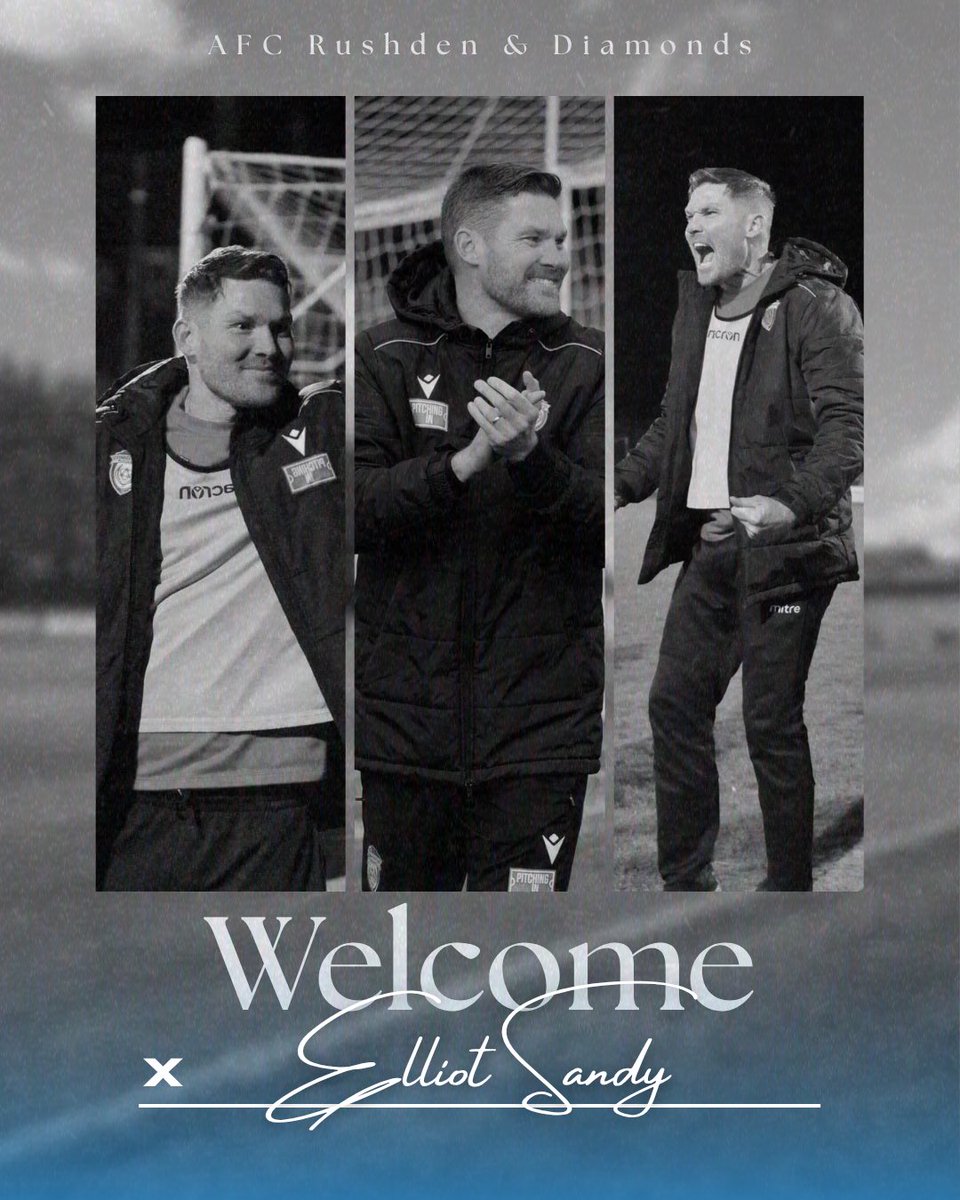 Please Welcome Our New Manager!

AFC Rushden &amp; Diamonds are delighted to announce the appointment of Elliot Sandy as the Club’s First Team Manager.

Elliot will of course be no stranger to Diamonds supporters. As a player, Elliot began his career with Cogenhoe United before