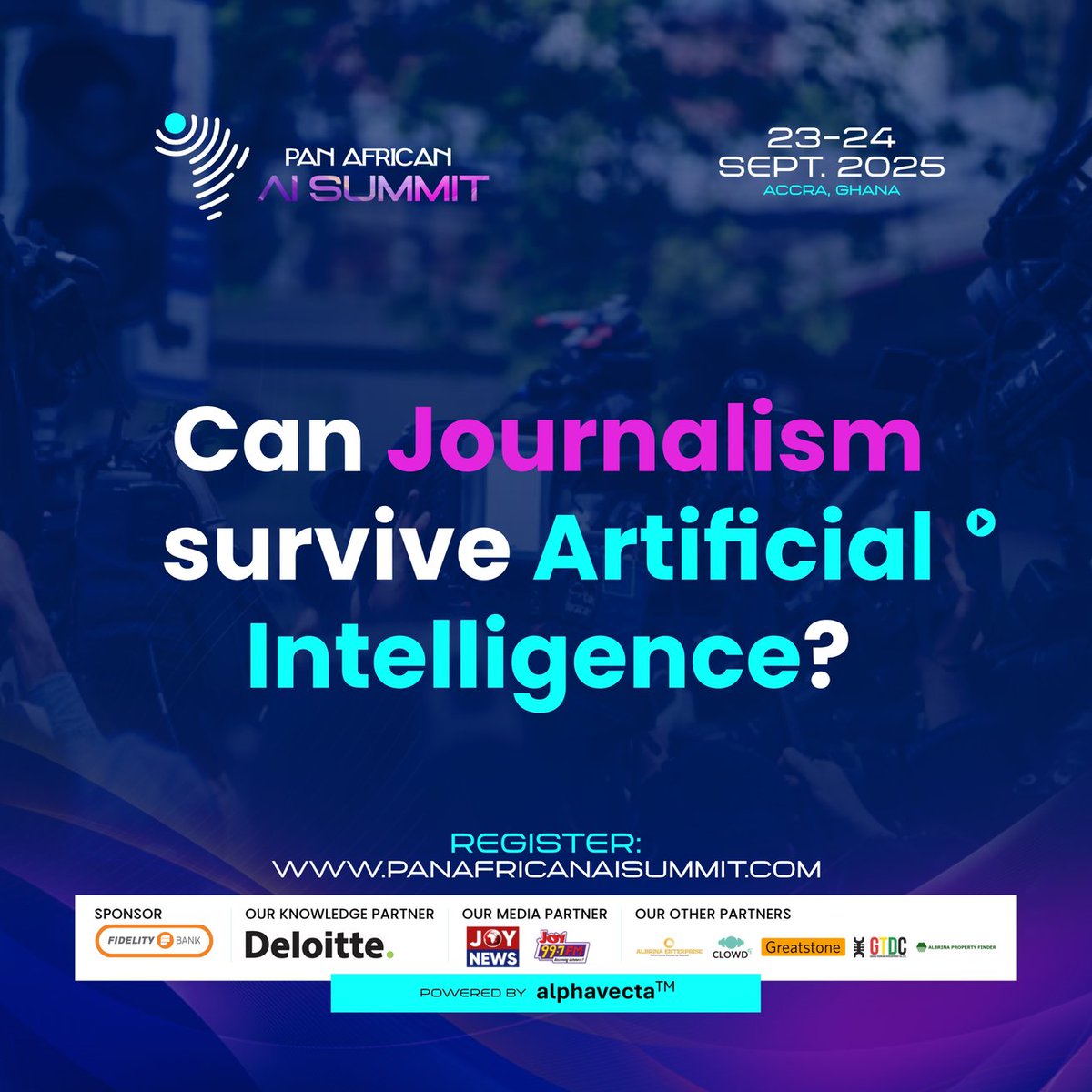 PAAISummit's tweet photo. Can journalism survive AI?

As AI reshapes media, the human touch in news is more vital than ever. 

Join us in Accra this Sept 23–24 to explore the future of journalism at the Pan African AI Summit.

🔗 Register: https://t.co/FcsBHXJjIy

#PanAfricanAISummit #AIandMedia https://t.co/9mkcjPMWwe