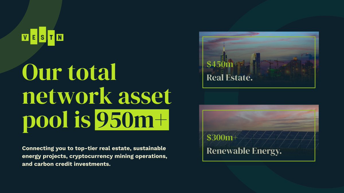 VESTN_io's tweet image. $950M+ and Growing 🚀
VESTN is unlocking access to a network of real-world assets valued at over $950 million.
From high-value real estate and sustainable energy to crypto mining and carbon credits — we’re bridging traditional value with on-chain opportunity.
Fractional.…