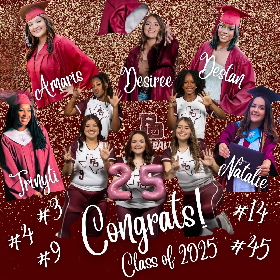 Celebrating 🎓 graduation for our 2025🥎 seniors!  #3, #4, #9, #14, &amp; #45 signing out!  Can't wait to see you do big things!