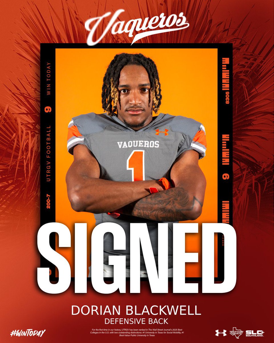 UTRGV Football (@utrgvfootball) on Twitter photo 🌴Welcome to The Valley!🌴
Help us welcome DB from University of Maine!
Dorian Blackwell, <a href="/dblackwell03/">Dorian Blackwell</a>
#WinToday
#AlwaysCompete
#NextYearIsHere 🌴Welcome to The Valley!🌴
Help us welcome DB from University of Maine!
Dorian Blackwell, <a href="/dblackwell03/">Dorian Blackwell</a>
#WinToday
#AlwaysCompete
#NextYearIsHere