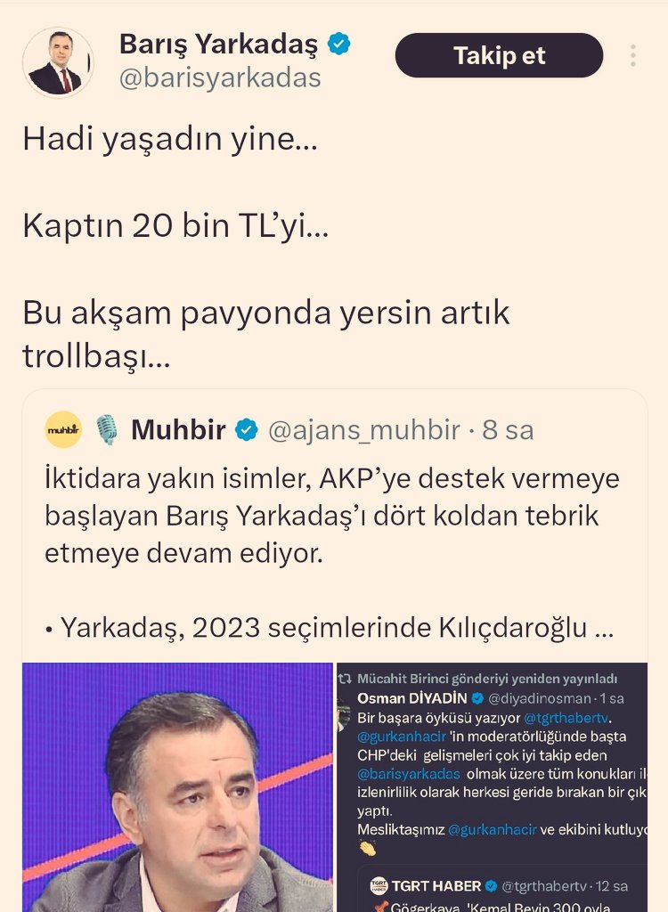 🔴 Şok açıklama:

CHP'li Barış Yarkadaş, Muhbir hesabının 20.000 TL'ye twit attığını söyledi..

Para Kaynağının kim olduğu merak ediliyor.