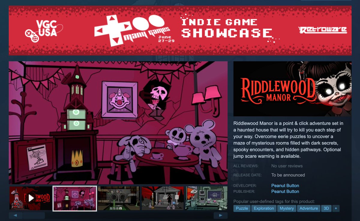 Super excited that Riddlewood Manor is part of the <a href="/TooManyGames/">TooManyGames</a> Indie Game Showcase 🎉👀

Come check out our demo ➡️ s.team/a/3019550/

#indiegames #tmg2025 #toomanygames2025