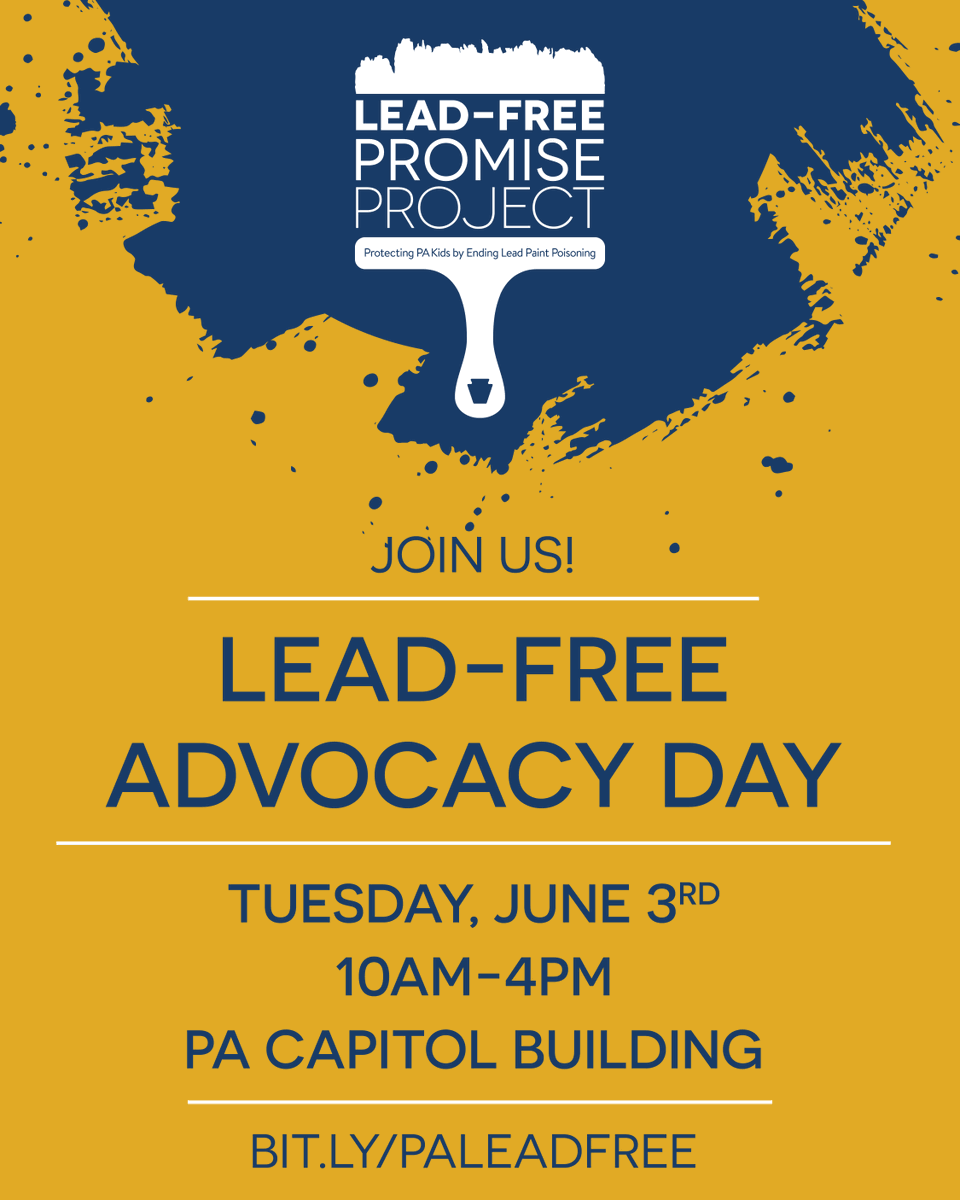 Next Tuesday! Join us in Harrisburg for our Lead-Free Advocacy Day to help protect Pennsylvania children from lead poisoning! #PALeadFree

RSVP here 👉 bit.ly/paleadfree
