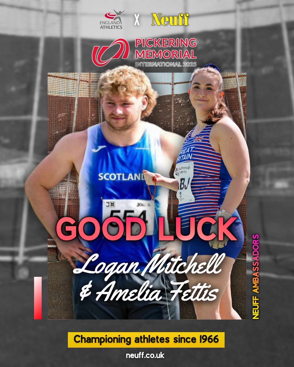 Neuff Athletic (@neuffathletic) on Twitter photo Not one, but TWO of our ambassadors have an exciting weekend lined up! ๐
Logan Mitchell and Amelia Fettis have both been selected to take part in the Pickering Memorial International! ๐ฅ
Best of luck you two. We can't wait to see what distances you will throw!
#Neuff #PMI25 Not one, but TWO of our ambassadors have an exciting weekend lined up! ๐
Logan Mitchell and Amelia Fettis have both been selected to take part in the Pickering Memorial International! ๐ฅ
Best of luck you two. We can't wait to see what distances you will throw!
#Neuff #PMI25