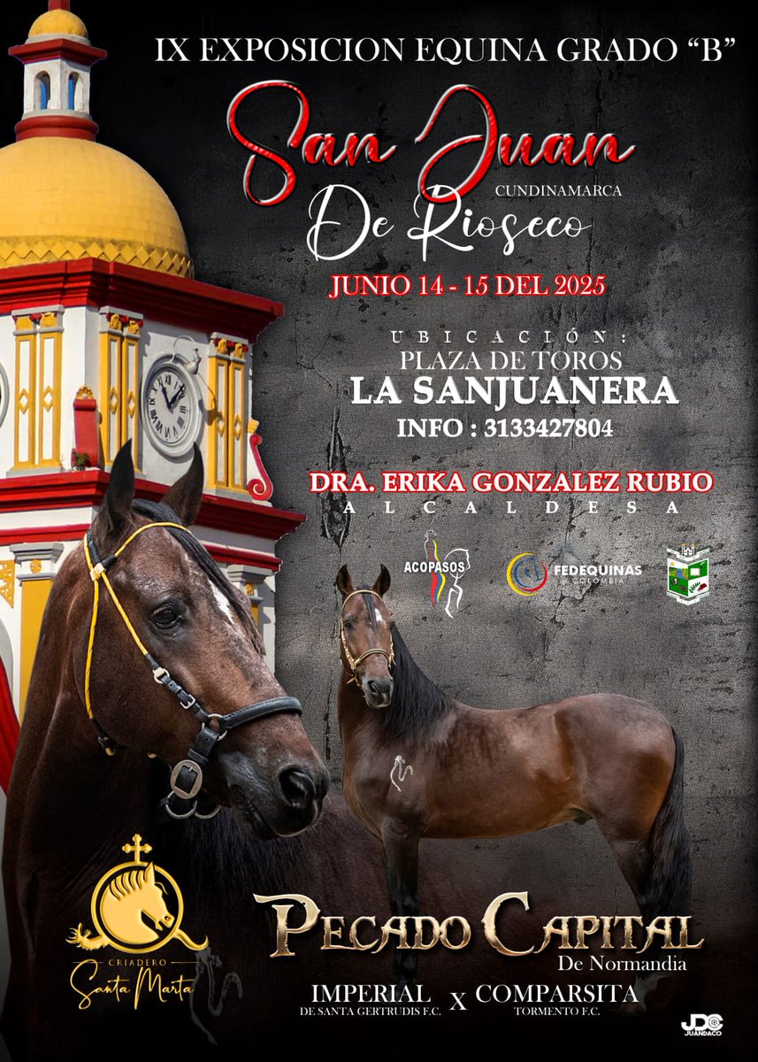 acopasos's tweet photo. Novena feria exposición equina grado B 2025 San Juan de Rioseco Cundinamarca.
Junio 14 y 15
Plaza de Toros La Sanjuanera 
Informes : 3133427804 https://t.co/IMOjs8RVta
