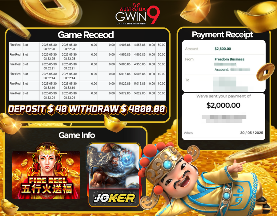 VIPGwin9_AUD's tweet photo. 🇦🇺Gwin9aus Player Withdrawal Record🇦🇺

🌟Platform : Joker123
🎰Game : Fire Reel
💥Deposit : $40
🥳Withdraw : $4800.00

Still Looking For Fun ? Here Have A Best Choice For You.🥰
Try This Game And You Could Be The Next
Winner!😍

♥️Website: https://t.co/AkosbsOvLQ https://t.co/tyDsqqzz2C