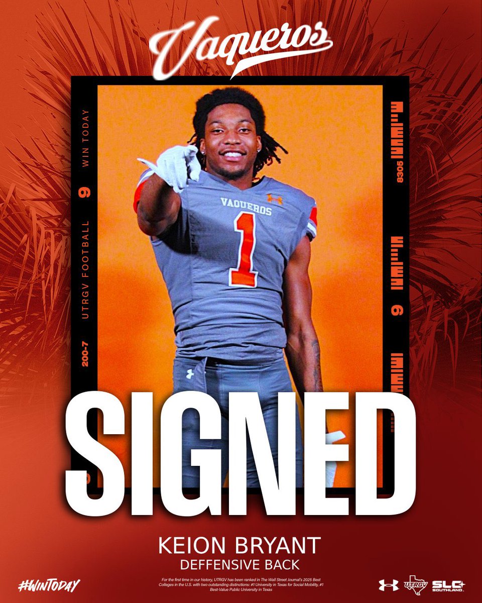 UTRGV Football (@utrgvfootball) on Twitter photo 🌴Welcome to The Valley!🌴
Help us welcome DB from Savannah St!
Keion Bryant, <a href="/keionbryant_/">Keion Bryant</a>
#WinToday
#AlwaysCompete
#NextYearIsHere 🌴Welcome to The Valley!🌴
Help us welcome DB from Savannah St!
Keion Bryant, <a href="/keionbryant_/">Keion Bryant</a>
#WinToday
#AlwaysCompete
#NextYearIsHere