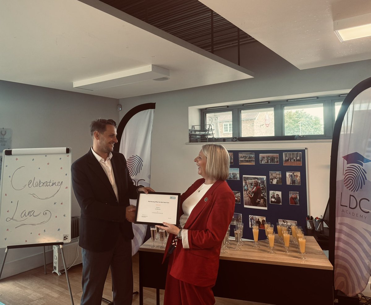 It was a pleasure to celebrate with LDC Director, Lara Bywater, after she 
received the Chief Nurse for Adult Social Care Gold Award for Outstanding Services to Social Care.

The work LDC do makes Dover a better place, caring for vulnerable people. 

Thank you!