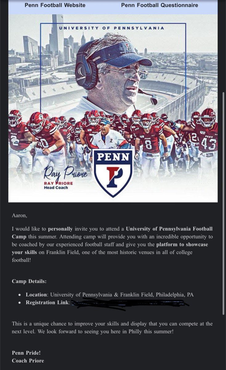 Thank You <a href="/PennFB/">Penn Football</a> for the Invite! Excited to see you soon!🏈 #AGTG