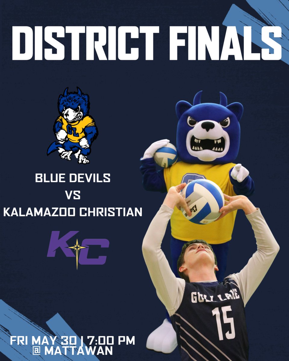 Good luck to our volleyball team tonight as they take on Kalamazoo Christian in the district championship match!  First serve is 7:00 pm at Mattawan HS.  Good Luck Devils!