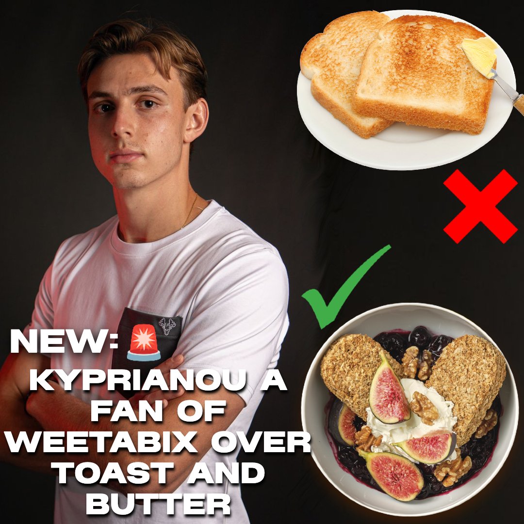 NEW:🟡🐝🚨

Its been reported that Kyprianou prefers Weetabix OVER toast.

The midfielder said "I prefer to start my day with a more balanced breakfast which is low in fat and high in fibre. Paired with fruits &amp; semi-skimmed milk it makes sure i can get a healthy start to my day"