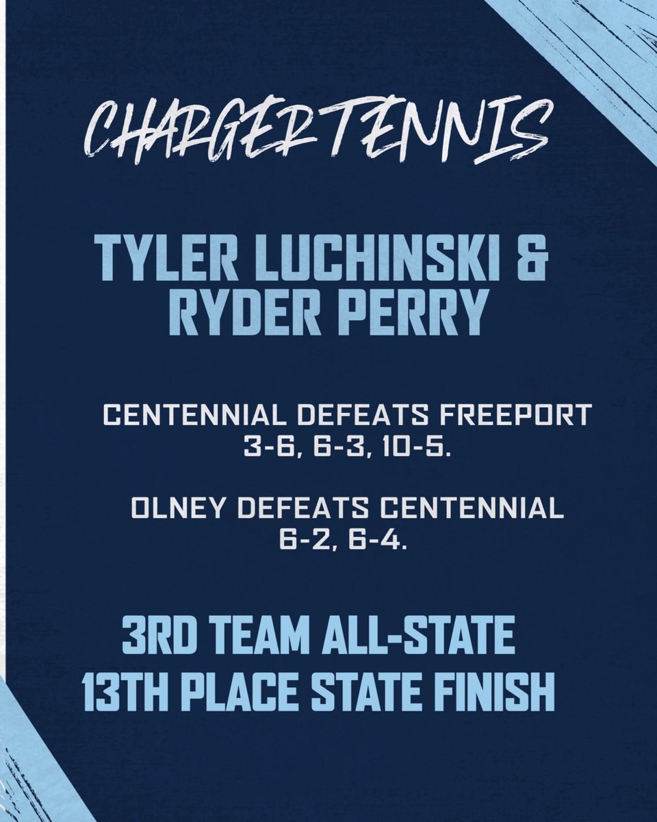Shoutout to Tyler Luchinski &amp; Ryder Perry for their 13th place finish at the Boys Tennis State Finals and being named to 3rd Team All-State!  We are proud of you.  #IfItAintBlueItAintTrue #PaintTheTownBlue
