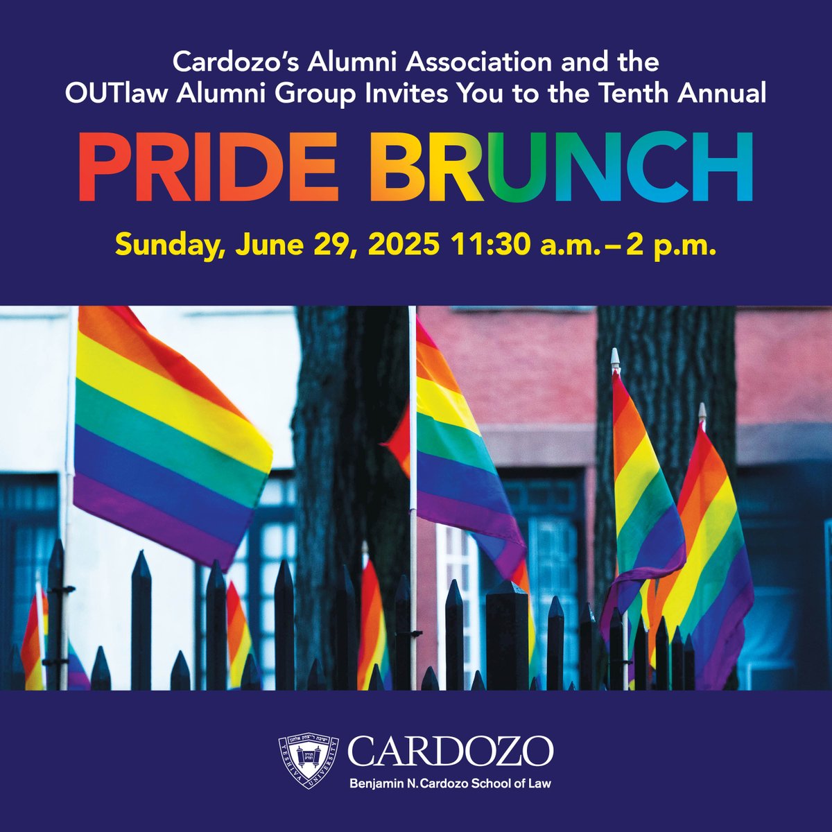 Join us on Sunday, June 29 at our Tenth Annual Pride Brunch! We’re thrilled to celebrate Cardozo’s diverse LGBTQ+ community while cheering on the NYC Pride March from our Fifth Avenue lobby.

Don’t miss out! Register by visiting the link below. 🏳️‍🌈

bit.ly/43lUlLH