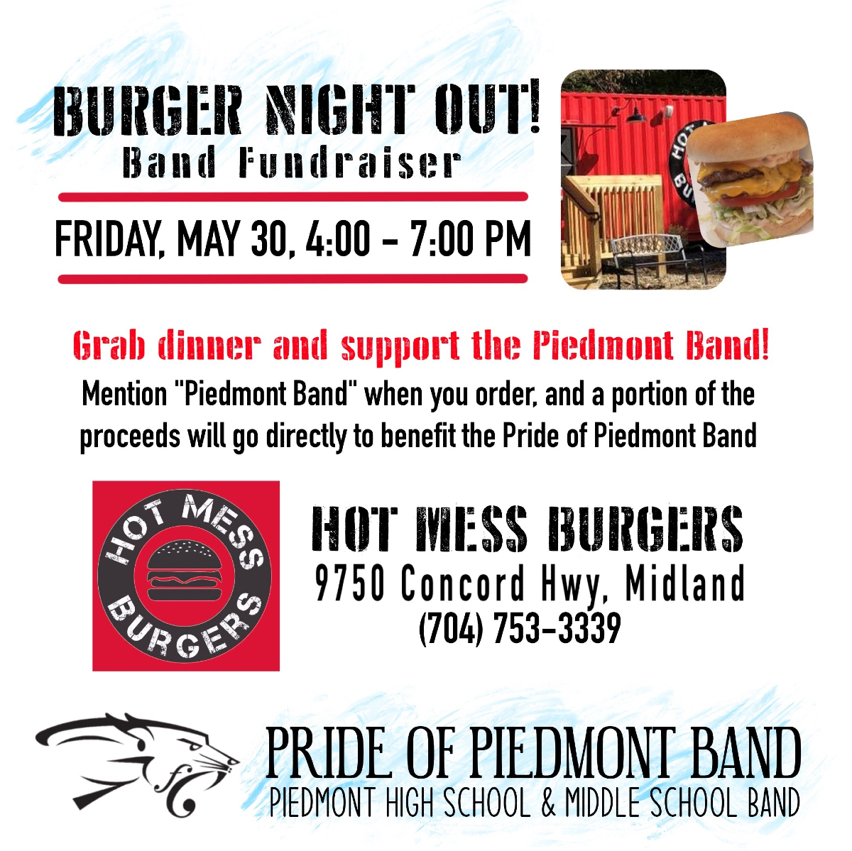 TONIGHT!!  BAND FUNDRAISER! 
Have a yummy, easy dinner and support our Band in the process!  TODAY from 4p - 7p.  @aghoulihan @ucpsnc