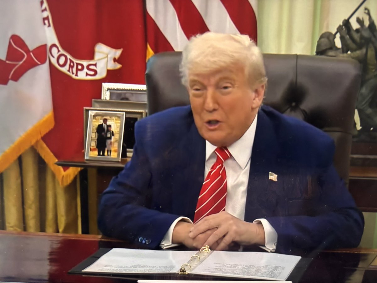 Trump says he spoke with France's Macron after video captured his wife shoving him in the face just before the stepped off an airplane.
"Make sure the door remains closed," Trump said in Oval with a grin.
"No, he's fine," Trump added. "Two really good people I know very well.