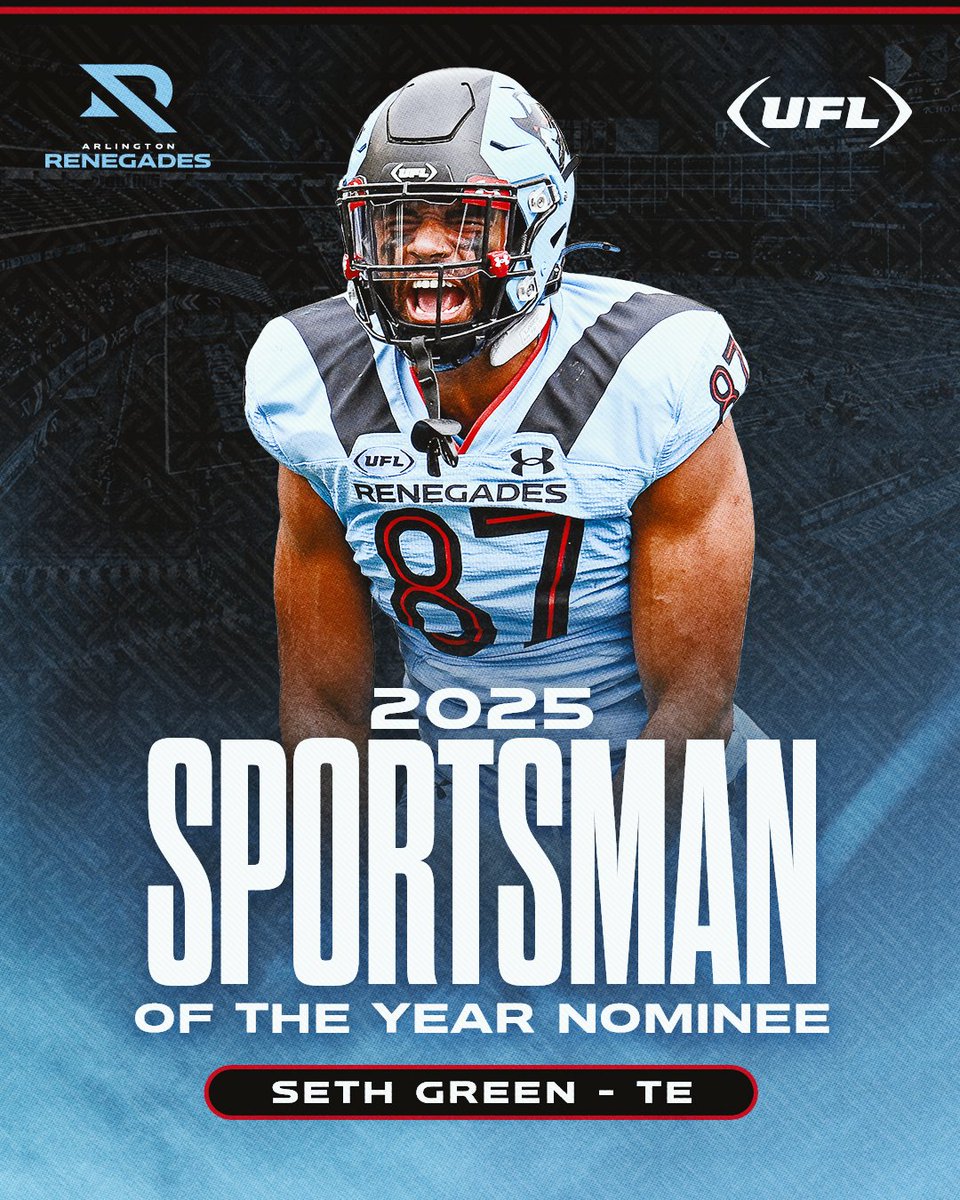 A difference-maker both on the field &amp; in the community 👏

Big congrats to our guy <a href="/seth_mgreen/">Seth Green</a> for being nominated for <a href="/TheUFL/">United Football League</a> Sportsman of the Year.