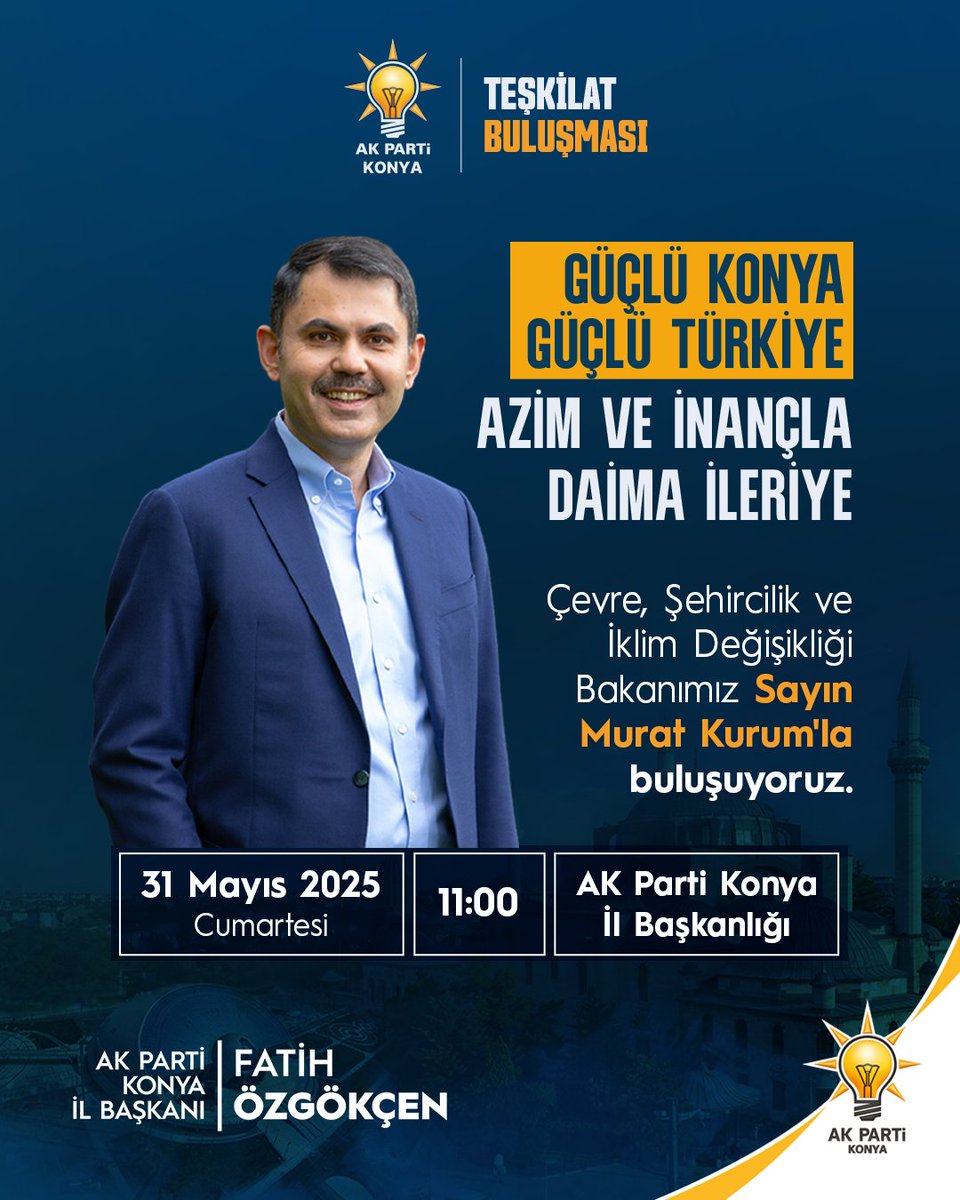 #TeşkilatBuluşması programımızda;

Güçlü Türkiye'nin lideri Cumhurbaşkanımız Sayın Recep Tayyip Erdoğan'ın #TürkiyeYüzyılı vizyonuyla şehirlerimizin ihya ve inşası için gayretle çalışan Çevre, Şehircilik ve İklim Değişikliği Bakanımız Sayın <a href="/murat_kurum/">Murat KURUM</a>'la buluşuyoruz.

📍 AK