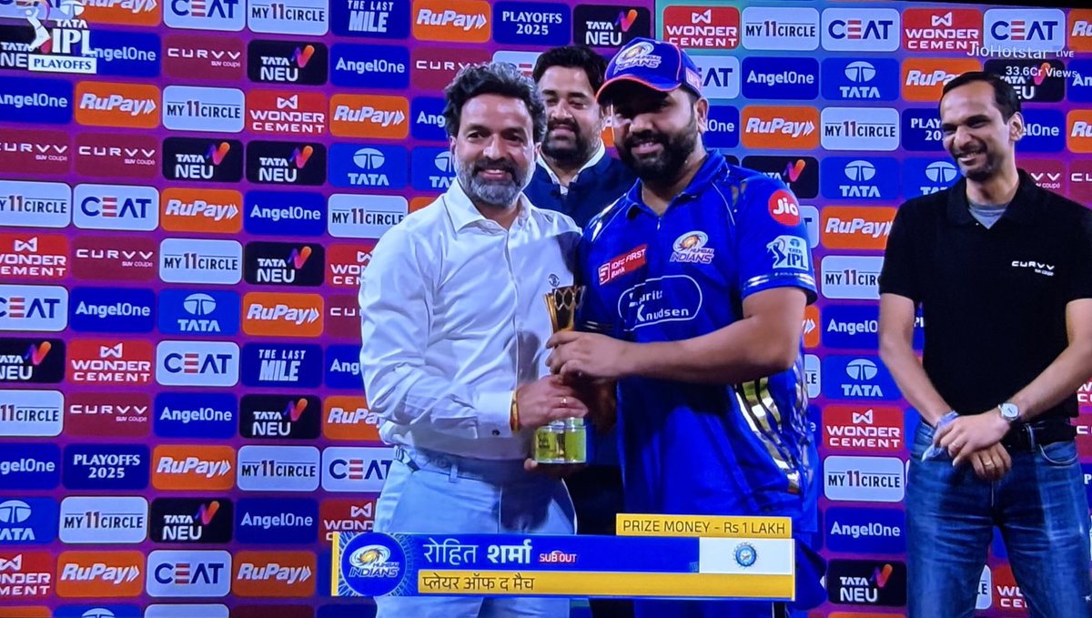 Winning MOM in playoffs at the age of 38. 

If any cricketer wants to know how to play after 30s, learn it from Rohit Sharma. 

#MIvsGT