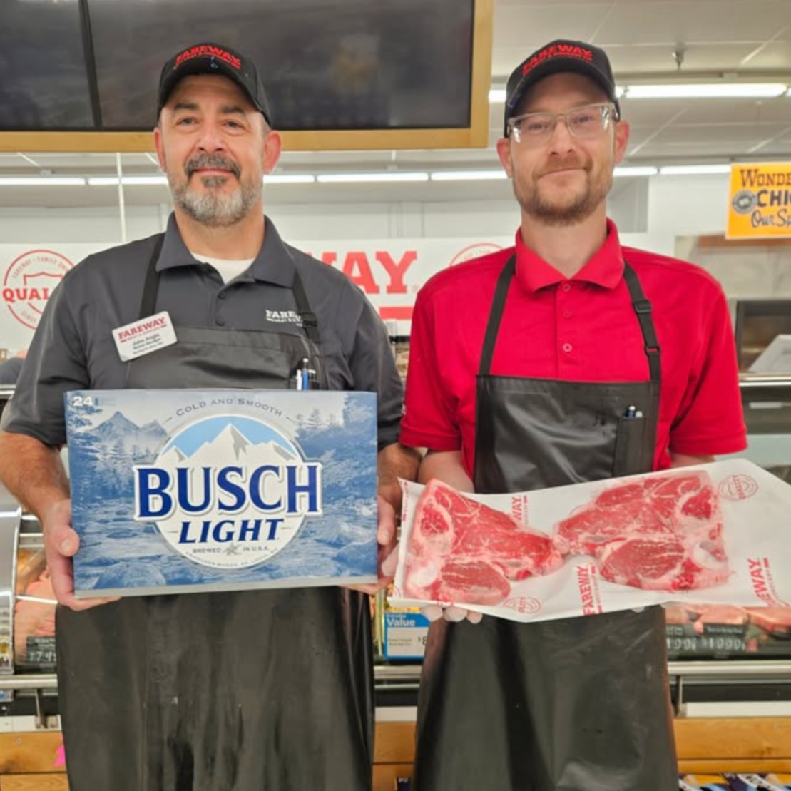 The best dang duo we've ever seen:
<a href="/BuschBeer/">Busch Beer</a> 🤝 Fareway Meat