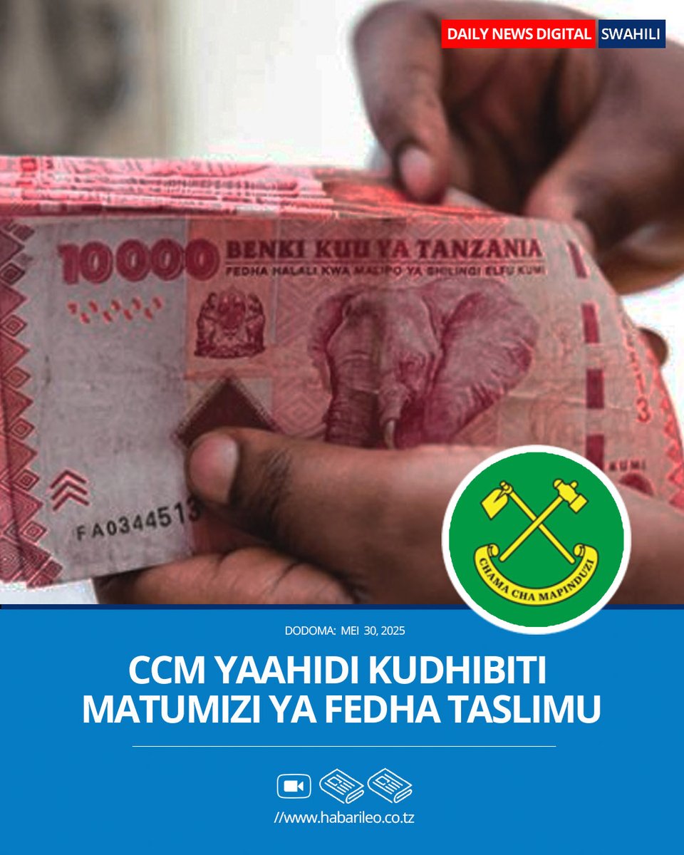 DODOMA — Ilani mpya ya Chama Cha Mapinduzi (CCM) ya mwaka 2025 imeweka msukumo mpya katika kuimarisha mnyororo wa haki jinai ikiahidi kudhibiti matumizi ya fedha taslimu, kwa lengo la kuongeza uwazi na kupunguza mianya ya uhalifu wa kifedha.

CCM imesema itaielekeza serikali
